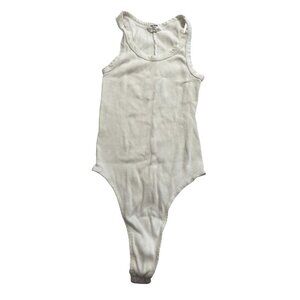 Re/Done Ribbed Tank Bodysuit in Optic White